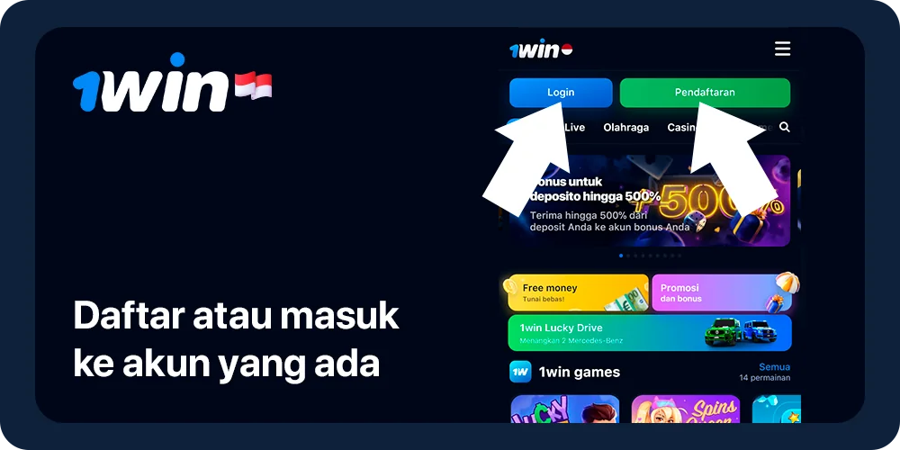 Setor atau Masuk ke 1Win untuk mengakses fitur perbankan
