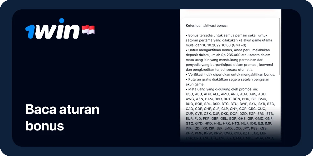 Baca aturan bonus - 1Win Indonesia