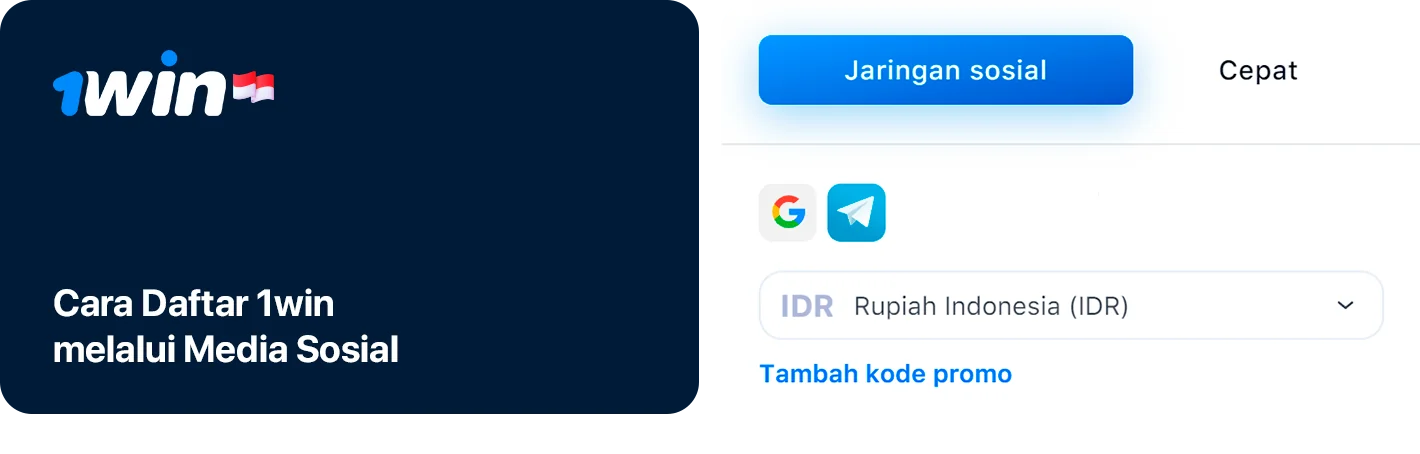 Cara Daftar 1win melalui Media Sosial