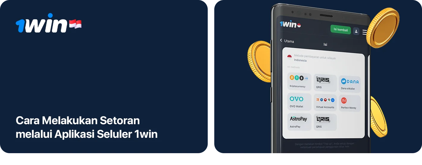 Cara melakukan penyetoran dan penarikan di Aplikasi Seluler 1Win