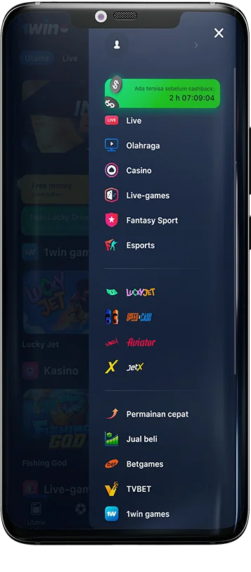 Layar Menu Profil 1Win Indonesia