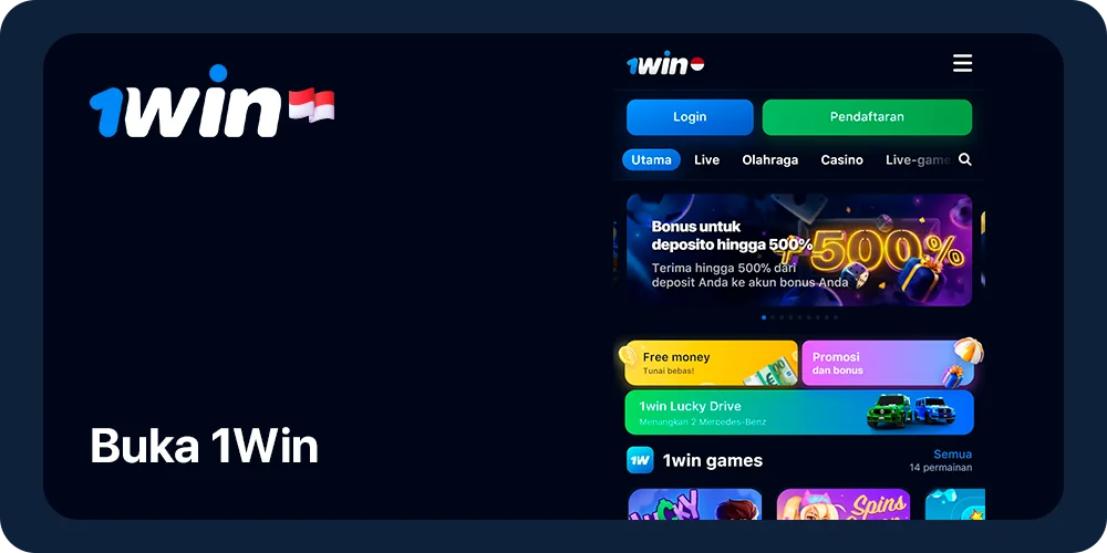 Buka 1Win ID menggunakan aplikasi seluler atau desktop
