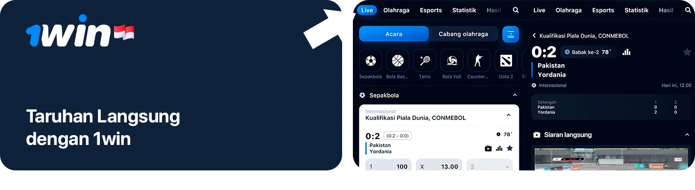 Cara menemukan dan bertaruh pada acara olahraga langsung di 1Win