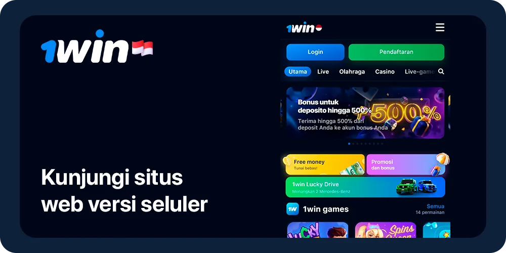Buka Situs Web Seluler 1Win untuk mulai mengunduh APK