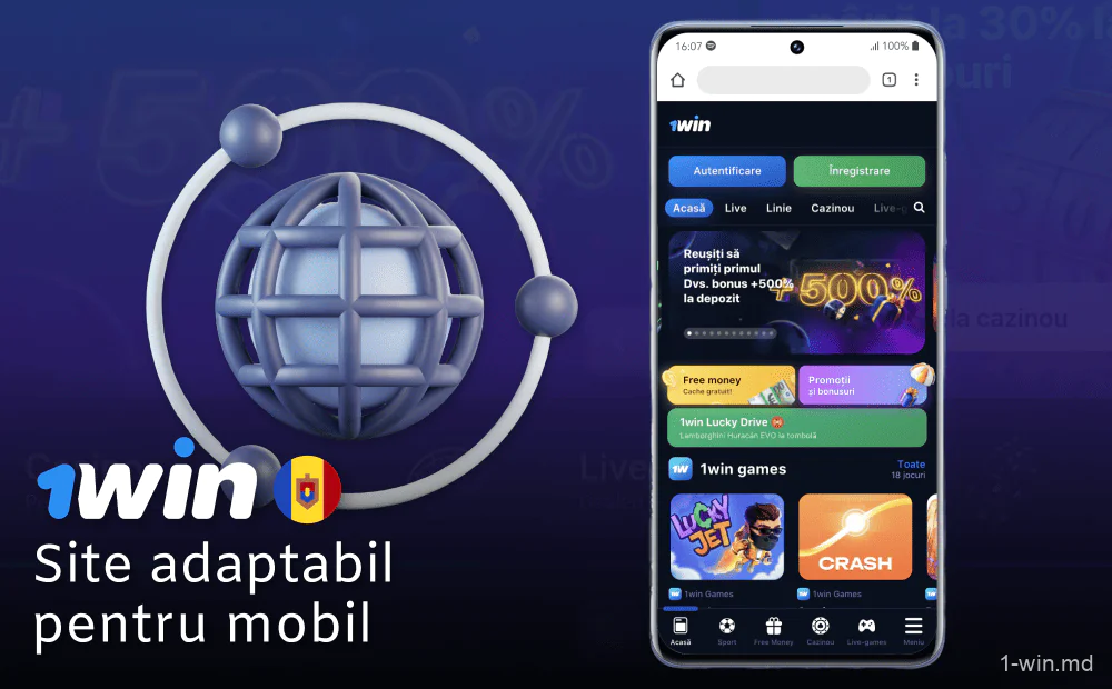 Versiunea mobilă a site-ului 1win în Moldova