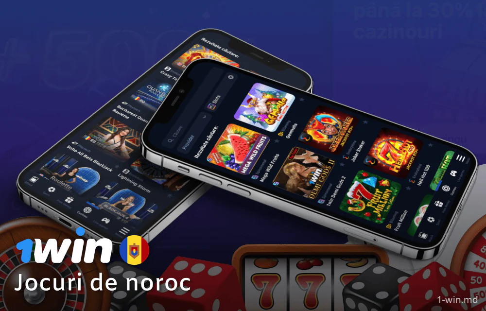 Jocuri de cazino pe aplicația mobilă 1win în Moldova