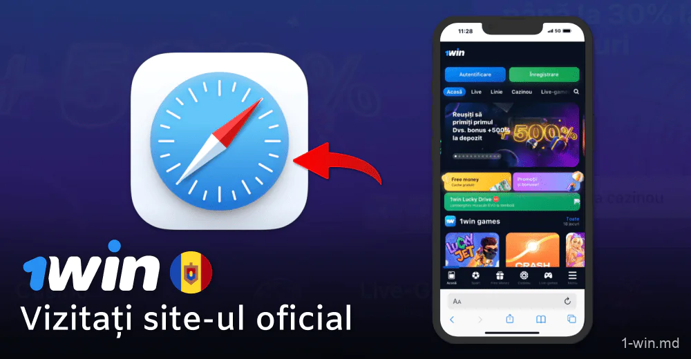 Accesați site-ul 1win utilizând Safari