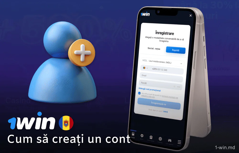 Înregistrarea unui cont în aplicația mobilă 1win în Moldova
