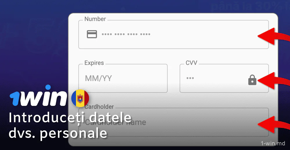 Introduceți detaliile portofelului dvs. personal pentru a reîncărca 1win