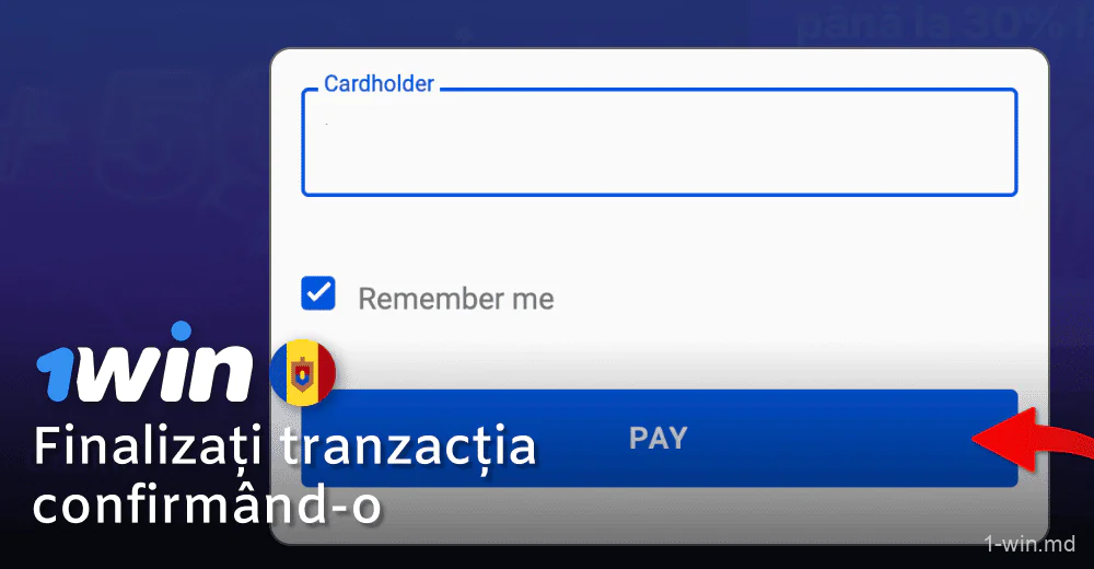 Confirmați tranzacția pe 1win