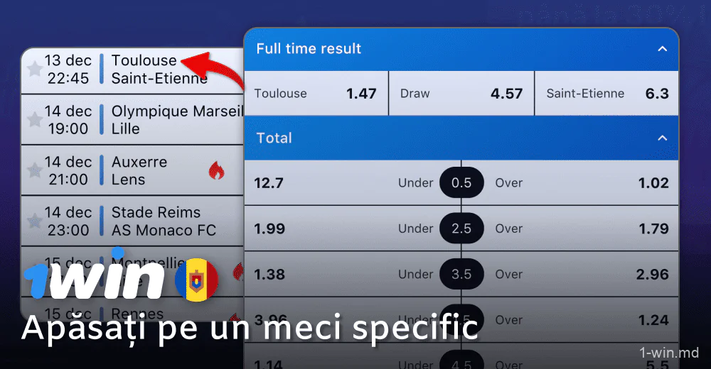 Explorați piețele disponibile pentru pariuri la 1win