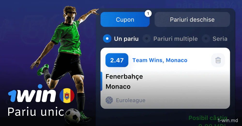Pariuri simple la 1win în Moldova