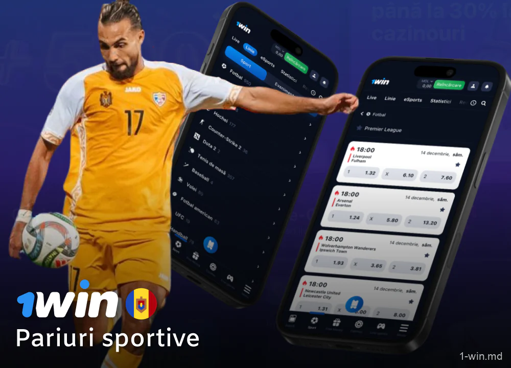 Pariuri sportive pe aplicația mobilă 1win în Moldova